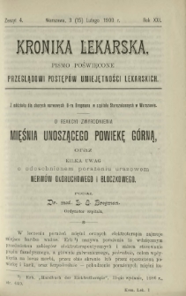 Kronika Lekarska : pismo poświęcone przeglądowi postępów umiejętności lekarskich 1900 R. 21 z. 4