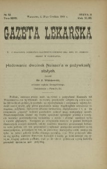 Gazeta Lekarska : pismo tygodniowe poświęcone wszystkim gałęziom umiejętności lekarskich 1908 Ser. II R. 43 T. 28 nr 52