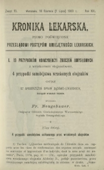 Kronika Lekarska : pismo poświęcone przeglądowi postępów umiejętności lekarskich 1900 R. 21 z. 13