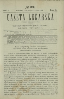 Gazeta Lekarska : pismo tygodniowe poświęcone wszystkim gałęziom umiejętności lekarskiej, farmacyi i weterynaryi 1867 R. 1 T. 2 nr 32