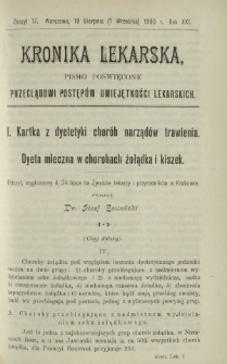 Kronika Lekarska : pismo poświęcone przeglądowi postępów umiejętności lekarskich 1900 R. 21 z. 17