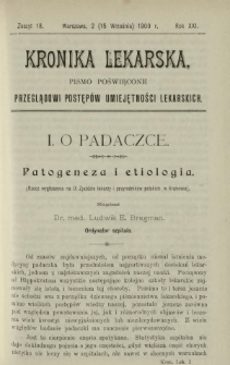 Kronika Lekarska : pismo poświęcone przeglądowi postępów umiejętności lekarskich 1900 R. 21 z. 18