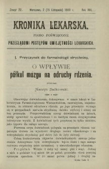 Kronika Lekarska : pismo poświęcone przeglądowi postępów umiejętności lekarskich 1900 R. 21 z. 22