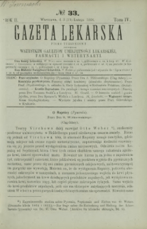 Gazeta Lekarska : pismo tygodniowe poświęcone wszystkim gałęziom umiejętności lekarskiej, farmacyi i weterynaryi 1868 R. 2 T. 4 nr 33