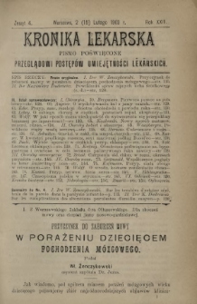 Kronika Lekarska : pismo poświęcone przeglądowi postępów umiejętności lekarskich 1903 R. 24 z. 4