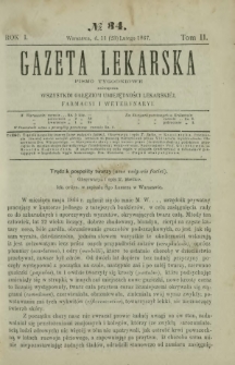 Gazeta Lekarska : pismo tygodniowe poświęcone wszystkim gałęziom umiejętności lekarskiej, farmacyi i weterynaryi 1867 R. 1 T. 2 nr 34