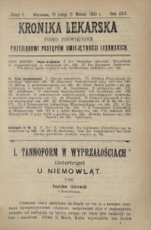 Kronika Lekarska : pismo poświęcone przeglądowi postępów umiejętności lekarskich 1903 R. 24 z. 5