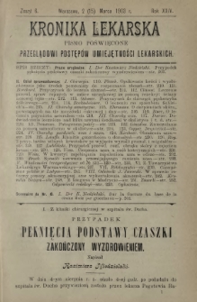 Kronika Lekarska : pismo poświęcone przeglądowi postępów umiejętności lekarskich 1903 R. 24 z. 6