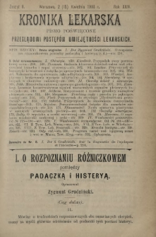 Kronika Lekarska : pismo poświęcone przeglądowi postępów umiejętności lekarskich 1903 R. 24 z. 8