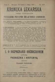 Kronika Lekarska : pismo poświęcone przeglądowi postępów umiejętności lekarskich 1903 R. 24 z. 9