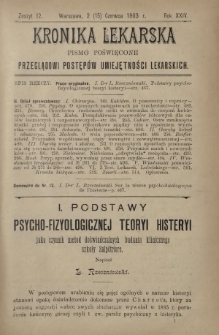Kronika Lekarska : pismo poświęcone przeglądowi postępów umiejętności lekarskich 1903 R. 24 z. 12