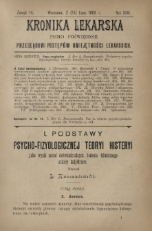 Kronika Lekarska : pismo poświęcone przeglądowi postępów umiejętności lekarskich 1903 R. 24 z. 14