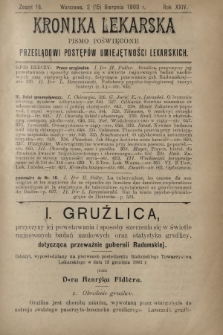 Kronika Lekarska : pismo poświęcone przeglądowi postępów umiejętności lekarskich 1903 R. 24 z. 16