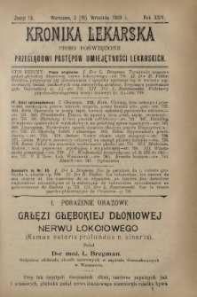 Kronika Lekarska : pismo poświęcone przeglądowi postępów umiejętności lekarskich 1903 R. 24 z. 18