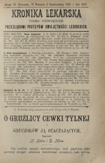 Kronika Lekarska : pismo poświęcone przeglądowi postępów umiejętności lekarskich 1903 R. 24 z. 19