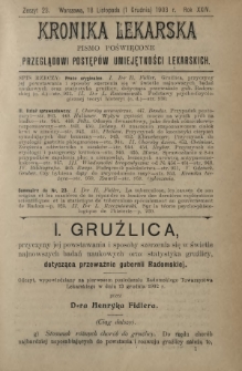 Kronika Lekarska : pismo poświęcone przeglądowi postępów umiejętności lekarskich 1903 R. 24 z. 23