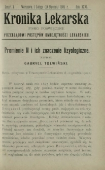 Kronika Lekarska : pismo poświęcone przeglądowi postępów umiejętności lekarskich 1905 R. 26 z. 3