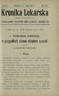 Kronika Lekarska : pismo poświęcone przeglądowi postępów umiejętności lekarskich 1905 R. 26 z. 4