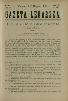 Gazeta Lekarska : pismo tygodniowe poświęcone wszystkim gałęziom umiejętności lekarskich 1892 Ser. II R. 27 T. 12 nr 48