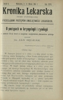 Kronika Lekarska : pismo poświęcone przeglądowi postępów umiejętności lekarskich 1905 R. 26 z. 6