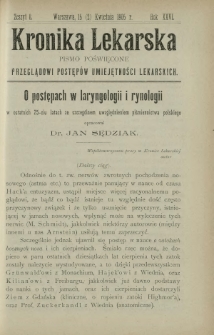 Kronika Lekarska : pismo poświęcone przeglądowi postępów umiejętności lekarskich 1905 R. 26 z. 8