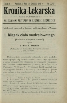 Kronika Lekarska : pismo poświęcone przeglądowi postępów umiejętności lekarskich 1905 R. 26 z. 9