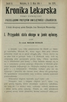 Kronika Lekarska : pismo poświęcone przeglądowi postępów umiejętności lekarskich 1905 R. 26 z. 10