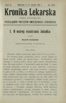 Kronika Lekarska : pismo poświęcone przeglądowi postępów umiejętności lekarskich 1905 R. 26 z. 12