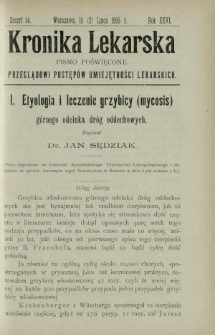 Kronika Lekarska : pismo poświęcone przeglądowi postępów umiejętności lekarskich 1905 R. 26 z. 14