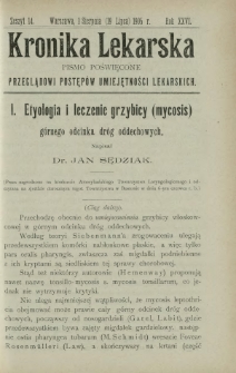 Kronika Lekarska : pismo poświęcone przeglądowi postępów umiejętności lekarskich 1905 R. 26 z. [15]