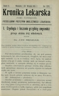 Kronika Lekarska : pismo poświęcone przeglądowi postępów umiejętności lekarskich 1905 R. 26 z. 17