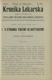 Kronika Lekarska : pismo poświęcone przeglądowi postępów umiejętności lekarskich 1905 R. 26 z. 19
