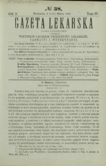 Gazeta Lekarska : pismo tygodniowe poświęcone wszystkim gałęziom umiejętności lekarskiej, farmacyi i weterynaryi 1868 R. 2 T. 4 nr 38