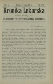 Kronika Lekarska : pismo poświęcone przeglądowi postępów umiejętności lekarskich 1905 R. 26 z. 24