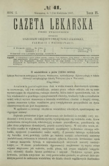 Gazeta Lekarska : pismo tygodniowe poświęcone wszystkim gałęziom umiejętności lekarskiej, farmacyi i weterynaryi 1867 R. 1 T. 2 nr 41
