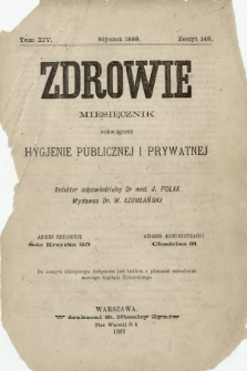 Zdrowie : miesięcznik poświęcony hygjenie publicznej i prywatnej 1898 T. 14 nr 148