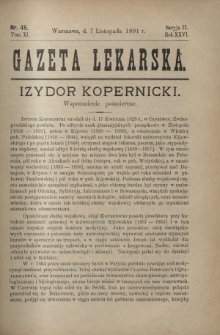 Gazeta Lekarska : pismo tygodniowe poświęcone wszystkim gałęziom umiejętności lekarskich 1891 Ser. II R. 26 T. 11 nr 45
