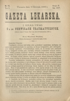 Gazeta Lekarska : pismo tygodniowe poświęcone wszystkim gałęziom umiejętności lekarskich 1890 Ser. II R. 25 T. 10 nr 16