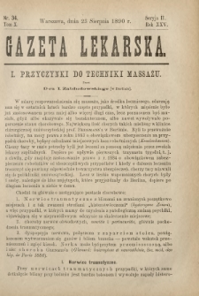 Gazeta Lekarska : pismo tygodniowe poświęcone wszystkim gałęziom umiejętności lekarskich 1890 Ser. II R. 25 T. 10 nr 34