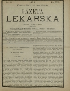 Gazeta Lekarska : pismo tygodniowe poświęcone wszystkim gałęziom umiejętności lekarskich, farmacyi i weterynaryi 1880 R. 15 T. 29 nr 4