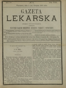 Gazeta Lekarska : pismo tygodniowe poświęcone wszystkim gałęziom umiejętności lekarskich, farmacyi i weterynaryi 1880 R. 15 T. 29 nr 7