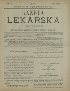 Gazeta Lekarska : pismo tygodniowe poświęcone wszystkim gałęziom umiejętności lekarskich, farmacyi i weterynaryi 1880 R. 15 T. 29 nr 23