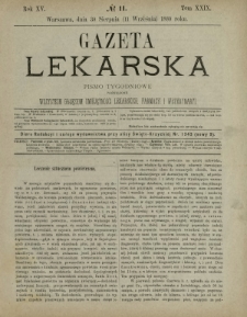 Gazeta Lekarska : pismo tygodniowe poświęcone wszystkim gałęziom umiejętności lekarskich, farmacyi i weterynaryi 1880 R. 15 T. 29 nr 11