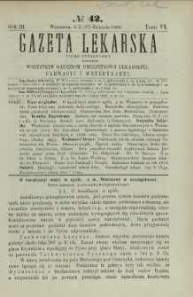 Gazeta Lekarska : pismo tygodniowe poświęcone wszystkim gałęziom umiejętności lekarskiej, farmacyi i weterynaryi 1869 R. 3 T. 6 nr 42