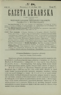 Gazeta Lekarska : pismo tygodniowe poświęcone wszystkim gałęziom umiejętności lekarskiej, farmacyi i weterynaryi 1868 R. 2 T. 4 nr 48