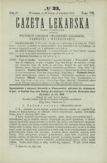 Gazeta Lekarska : pismo tygodniowe poświęcone wszystkim gałęziom umiejętności lekarskiej, farmacyi i weterynaryi 1869 R. 4 T. 7 nr 23