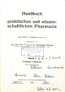 Handbuch der praktischen und wissenschaftlichen Pharmazie. Bd. 1 , Praktische Pharmazie
