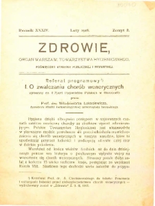 Zdrowie : miesięcznik poświęcony hygienie publicznej i prywatnej 1918 T. 34 nr 2