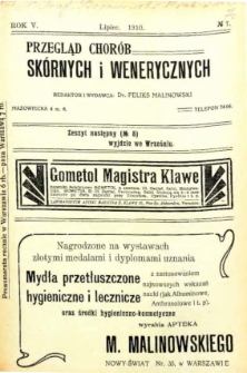 1910, Przegląd chorób skórnych i wenerycznych nr 7