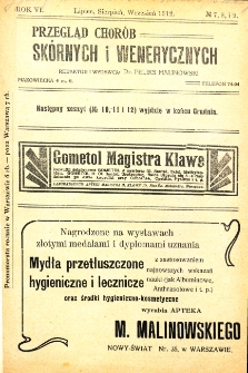 1912, Przegląd chorób skórnych i wenerycznych nr 7-9